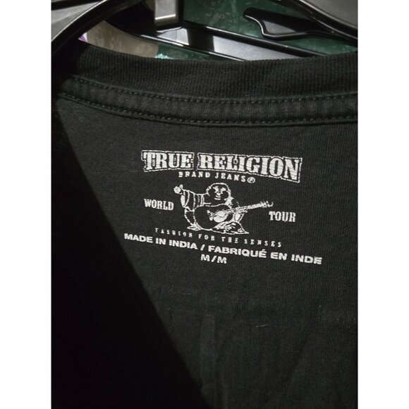 True Religion Mens Black World Tour Graphic Short Sleeve T-Shirt Size Medium - Picture 4 of 10